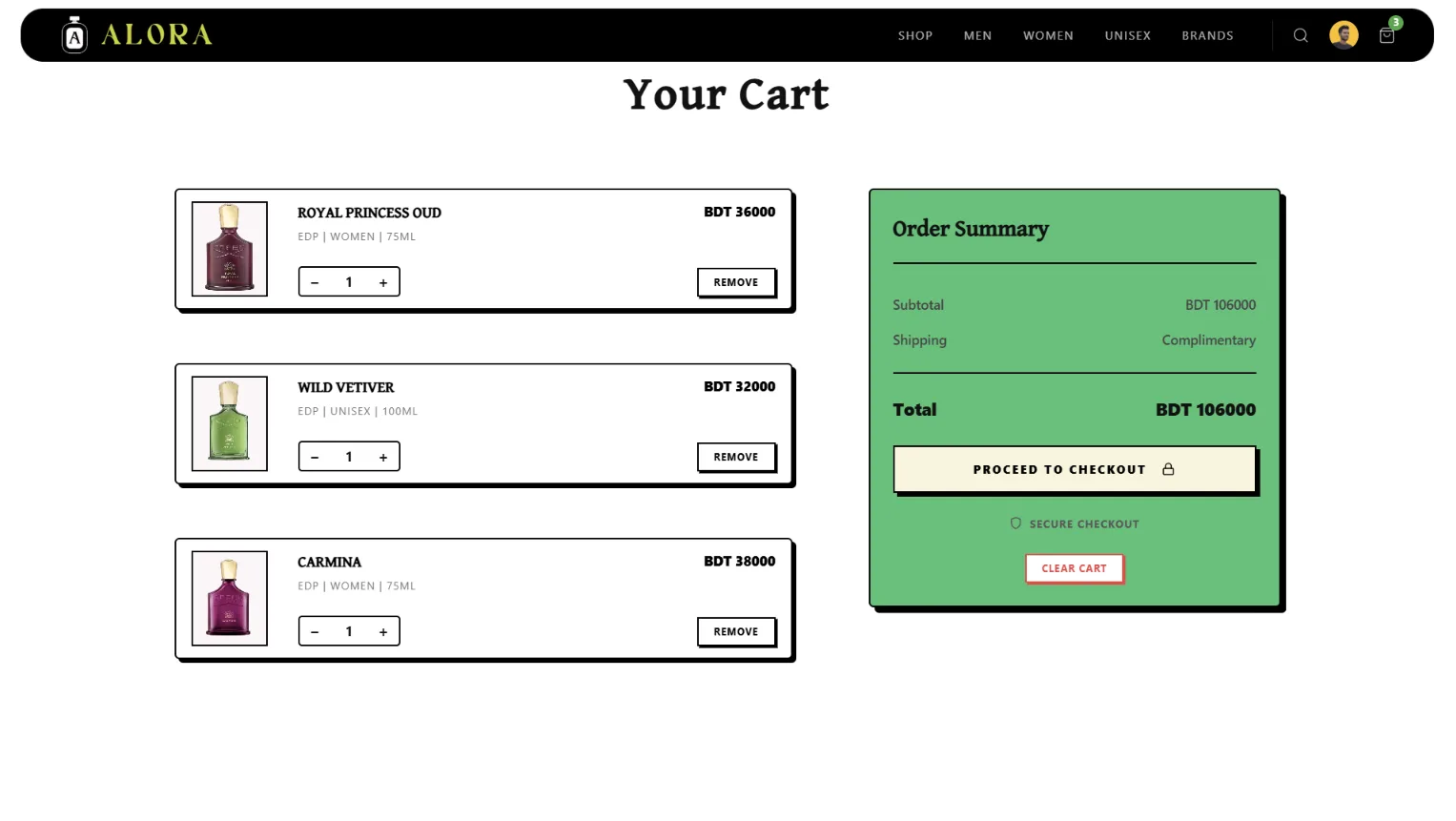 Customizable Cart Page
