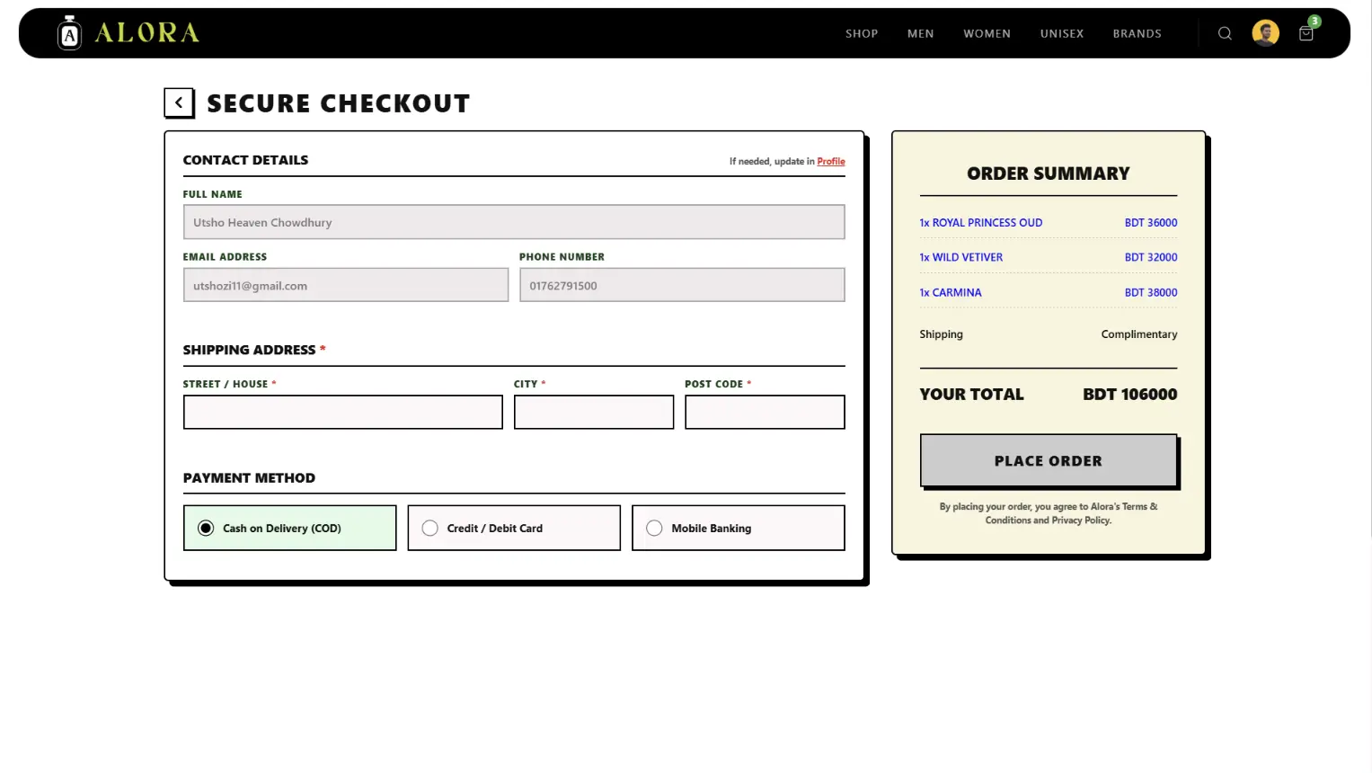 Secured Checkout Page
