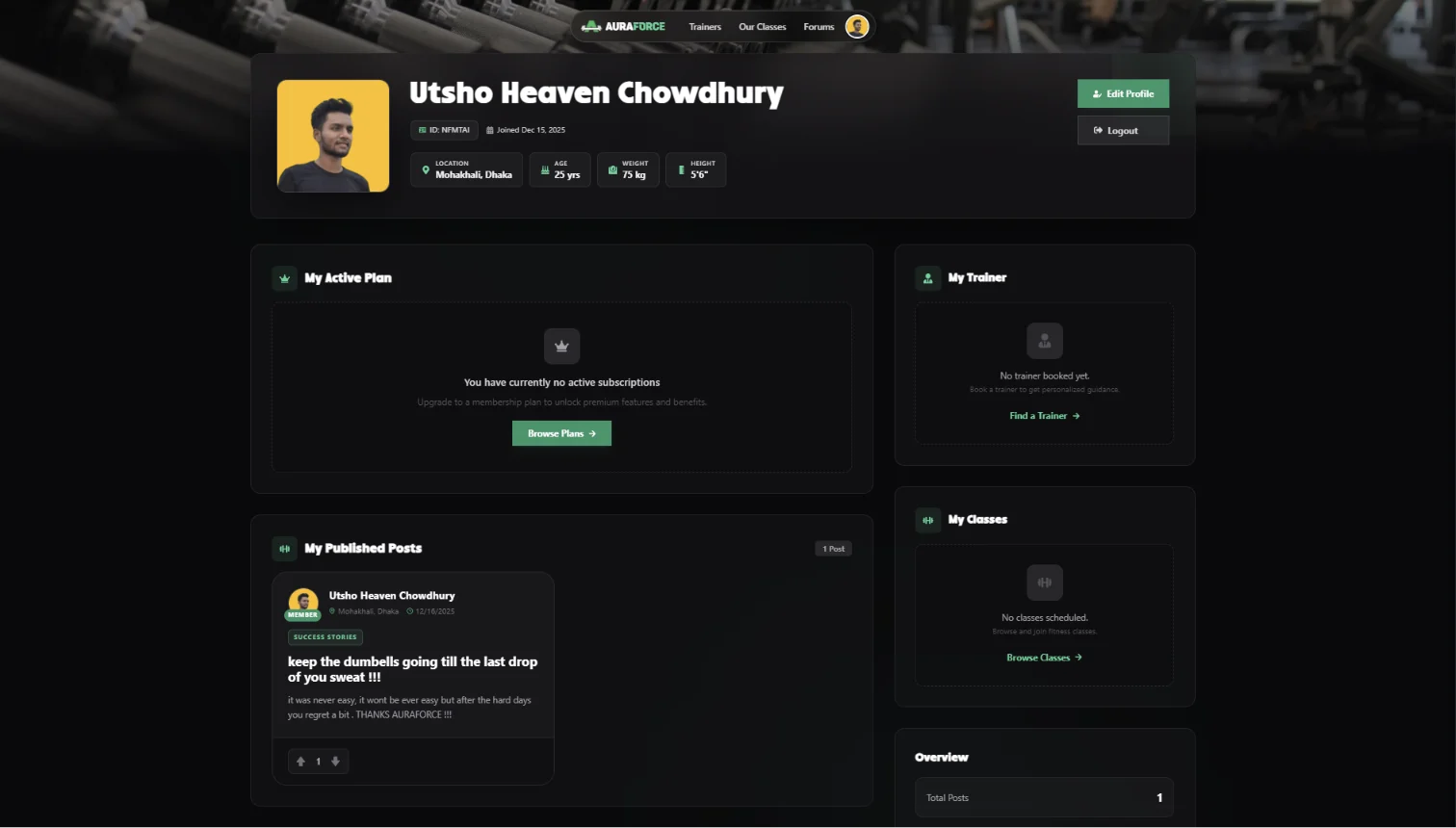 Member Profile Dashboard