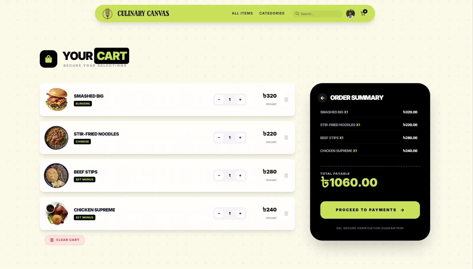 Customizable Cart Page