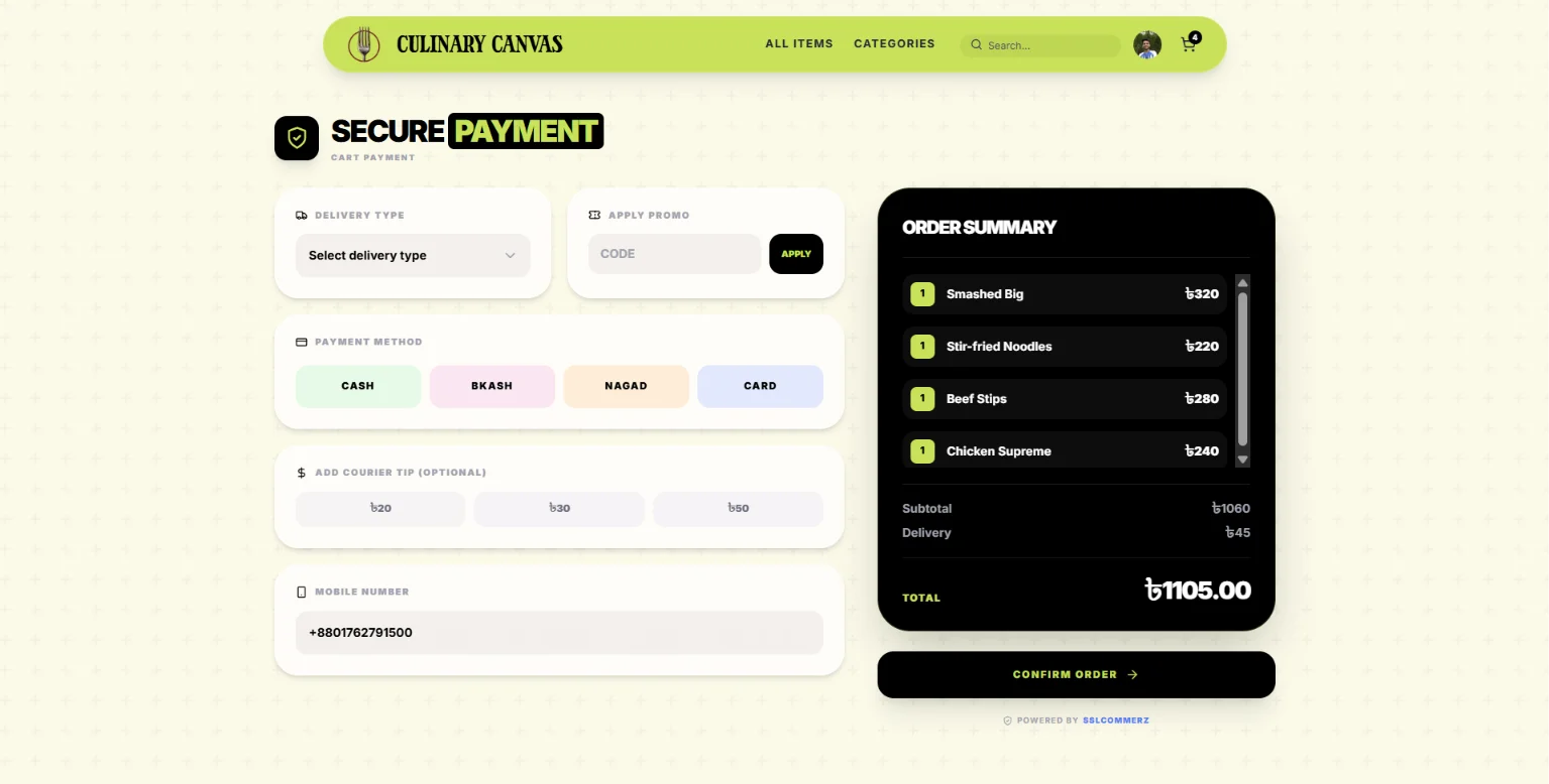 Order Checkout & Payment Processing Page